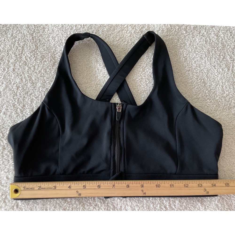 Cordaw Womens Black Front Zip High Impact Cross Back Sports Bra Size L - Picture 4 of 6